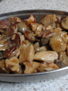 A picture of My Garlic Chicken, Chorizo and Mushroom in a Brandy Cream Sauce.