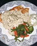 Chicken steak with mushroom sauce