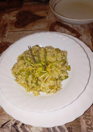 A picture of Wild Asparagus Risotto with Lemon Zest.