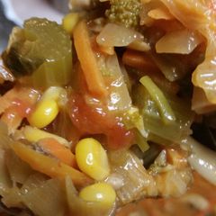 A picture of Vegetarian (Vegan) Garden Vegetable and Curry Soup.