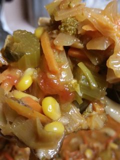 A picture of Vegetarian (Vegan) Garden Vegetable and Curry Soup.