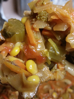 A picture of Vegetarian (Vegan) Garden Vegetable and Curry Soup.