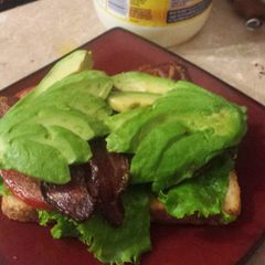 A picture of Open Face BLT with Caramelized Bacon n Guac.