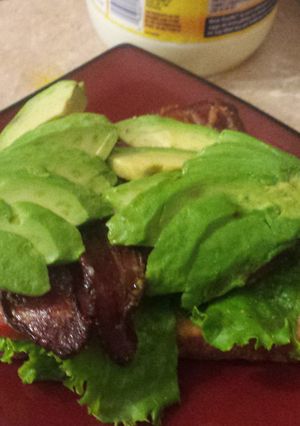 A picture of Open Face BLT with Caramelized Bacon n Guac.