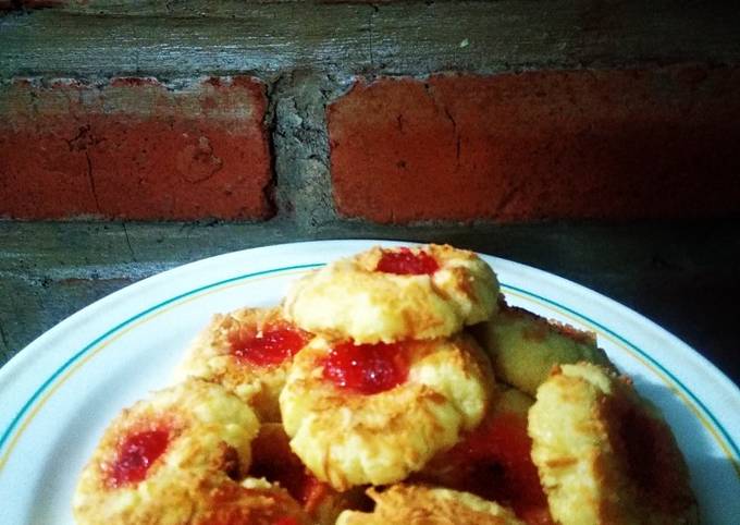 Strawberry cheese thumbprint cookies