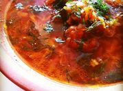 A picture of borscht with pork