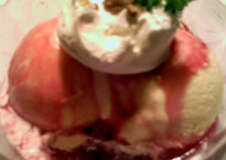 pomegranate syrup on ice cream
