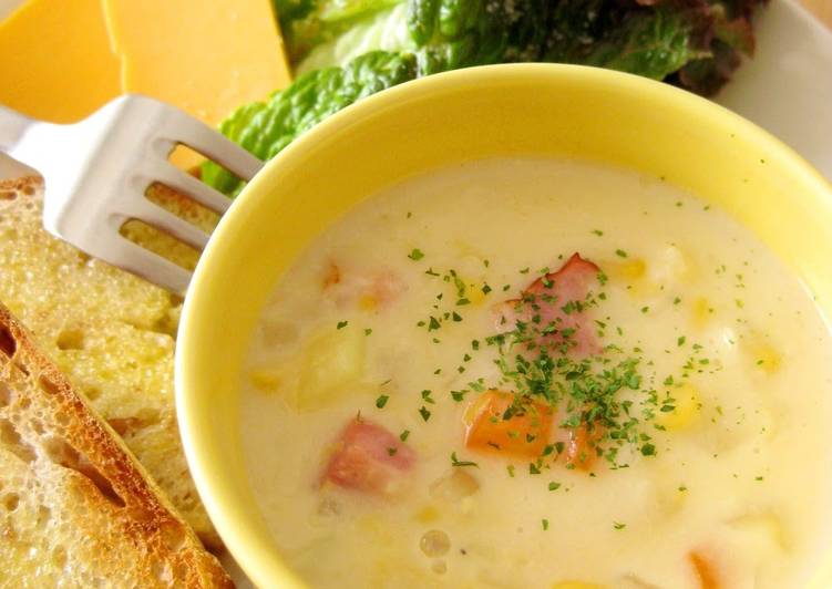 Simple Way to Prepare Favorite Corn Potage with Lots of Vegetables