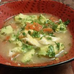 A picture of Chicken and Lime Soup with Avocado.