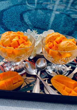A picture of Mango pulp gelato🍨.