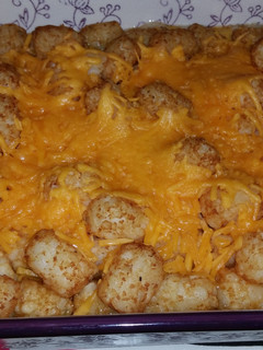 A picture of Sausage Gravy Tot Casserole.