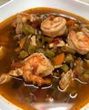 Caldo de Marisco tipo Cahuamanta Sonorense de Mantarraya, Camarón y Pulpo