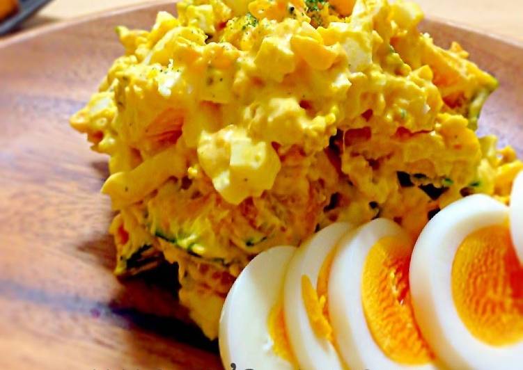 Simple Way to Make Super Quick Homemade Kabocha and Boiled Egg Salad.