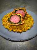 Cotechino in crosta con lenticchie al curry e zenzero