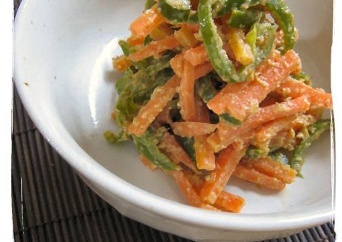 Simple Way to Prepare Ultimate Bell Pepper & Carrots with Sesame-Miso Dressing