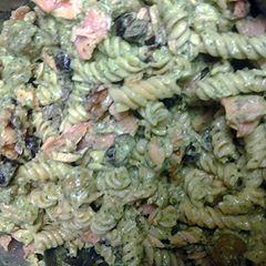 A picture of Jade salmon and pasta salad.