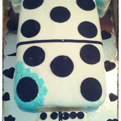 A picture of Domino cake with quava n pineapple filling.