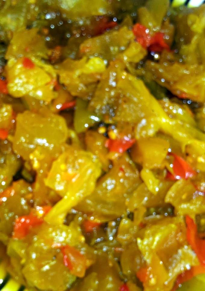 A picture of Grandma's chow chow recipe.