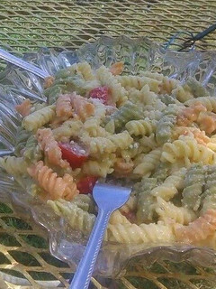 A picture of Cold pasta salad.
