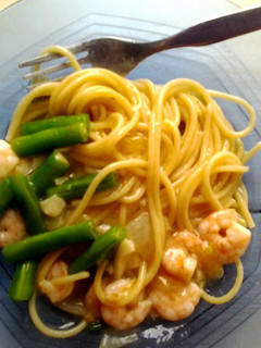 A picture of Shrimp and Green Beans Spaghetti.
