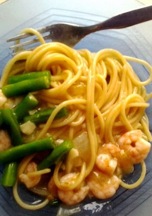A picture of Shrimp and Green Beans Spaghetti.