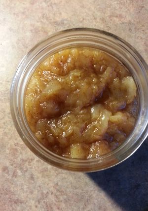 A picture of Rustic chunky cinnamon apple sauce.