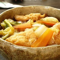 A picture of Simmered Aburaage and Chinese Cabbage.