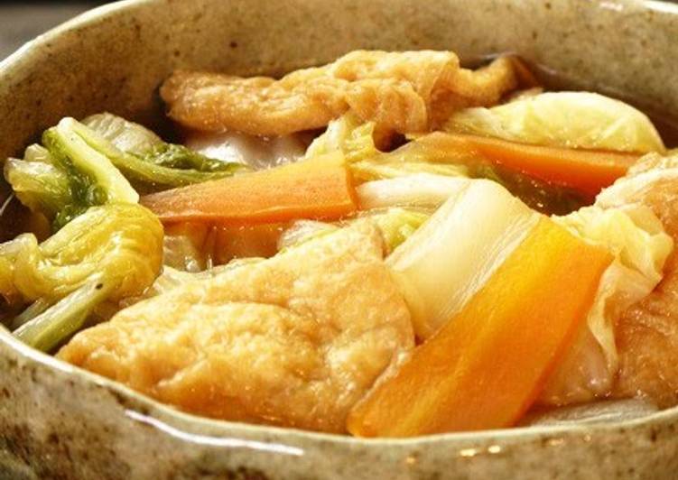 Recipe of Homemade Simmered Aburaage and Chinese Cabbage