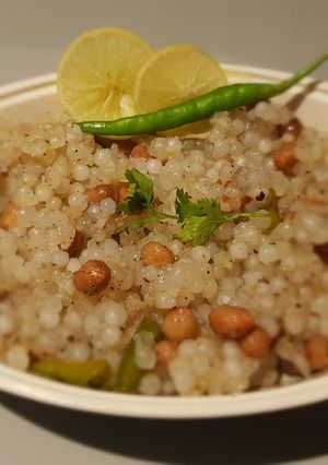 A picture of Sabudana khichdi (Sago Polenta).