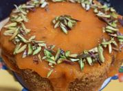 A picture of mango glaze cake
