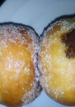 A picture of Chocolate filled doughnut.