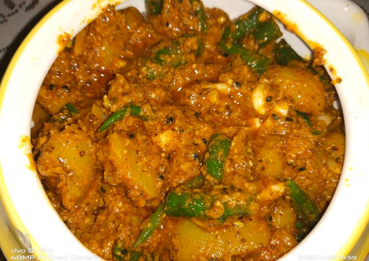 Recipe of Ultimate Spicy aamla green chilli pickle