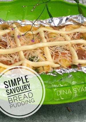 Foto resep Simple Savoury Bread Pudding (puding roti gurih simpel)