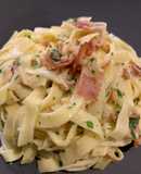Pasta with Bacon, Lemon and Pine Nuts