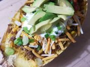 A picture of spaghetti squash with ground beef