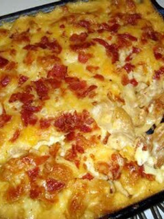 A picture of Toni's Baked Bacon Mac & Cheese.