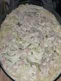 Fideos vermicelli con crema y pollo