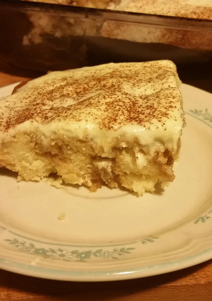 A picture of Cinnamon Roll Poke Cake.