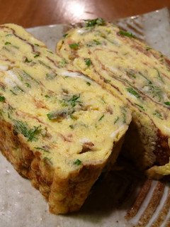 A picture of Refreshing Japanese Omelet With Umeboshi Plums and Shiso.