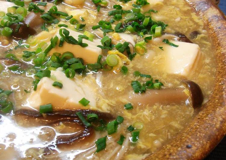 Easy Way to Prepare Favorite Mushrooms and Tofu Simmered With Egg