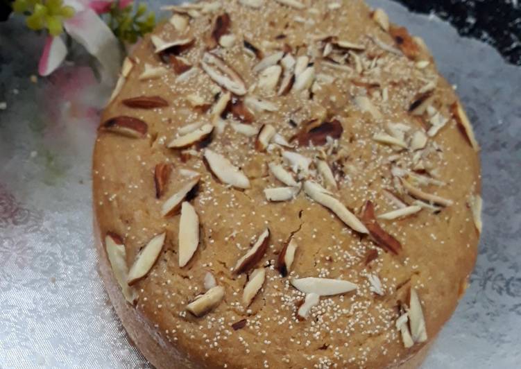 Simple Way to Make Perfect Vegan Atta Coconut Almond Cake with jaggery