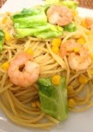 A picture of Shrimp and Cabbage Pasta with Shio-Koji.