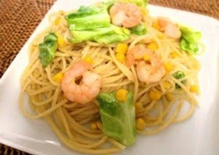 Shrimp and Cabbage Pasta with Shio-Koji