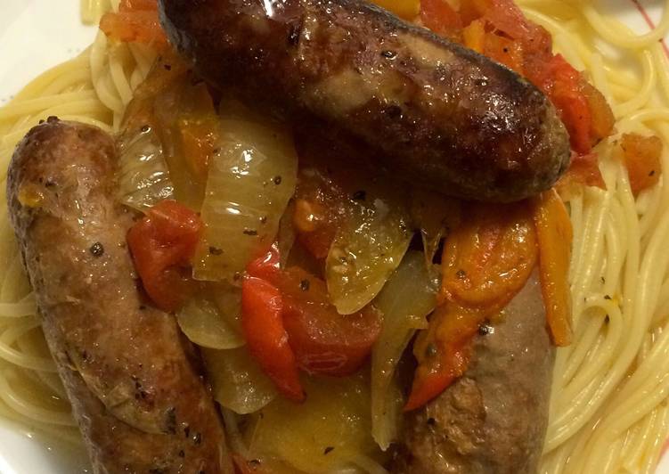 Steps to Prepare Perfect Crock Pot Sausage n Peppers