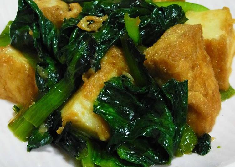 Recipe of Speedy Stir-Fried Komatsuna and Atsuage with Ginger