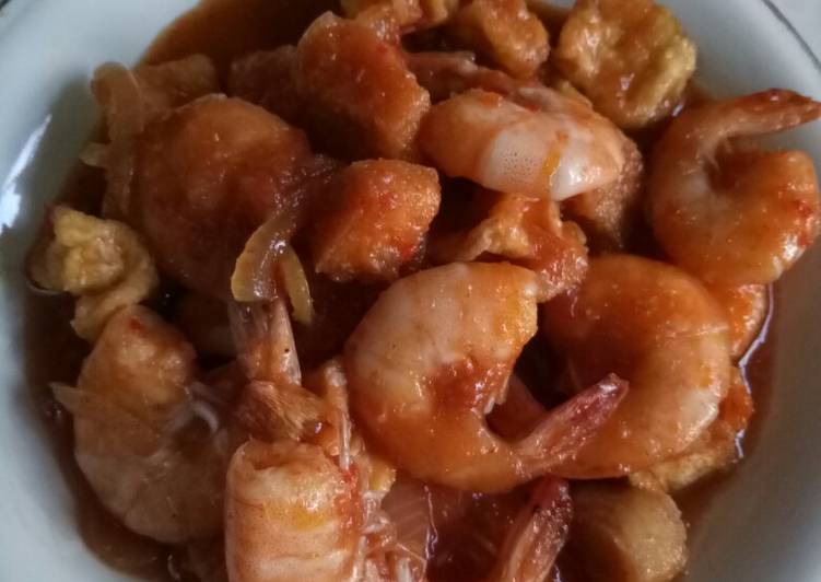 Udang tahu saus tiram