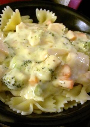A picture of veggie Alfredo bowtie festival.