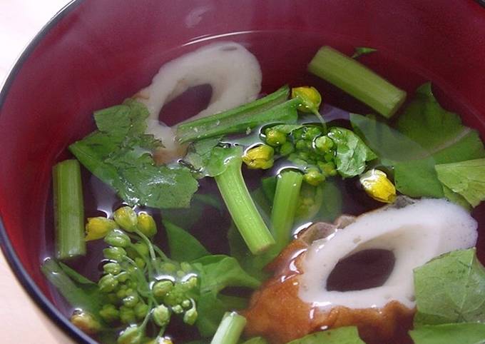 How to Prepare Any-night-of-the-week Clear Soup with Nanohana &amp; Chikuwa