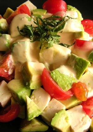 A picture of Super Easy Japanese-style Salad with Avocado and Tofu.