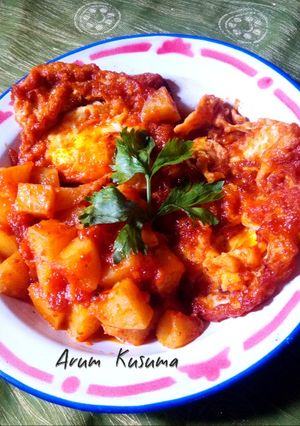 Foto resep Kentang Balado Telur Berenda